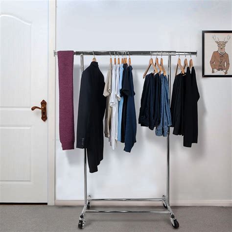 Collapsible And Adjustable Heavy Duty Chrome Clothes Rail Displaysense