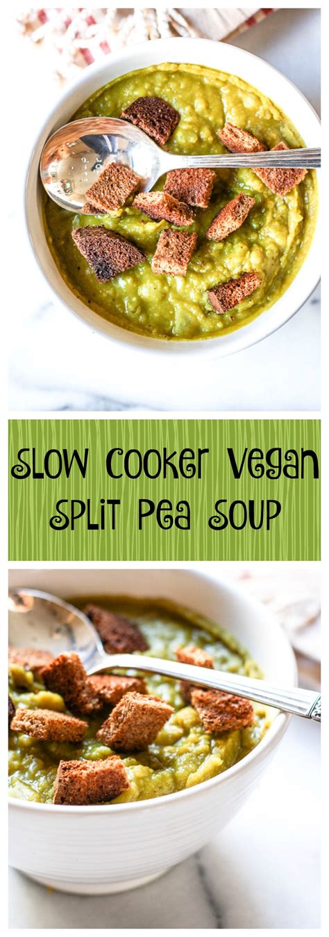 Slow cooker vegan split pea soup recipe
