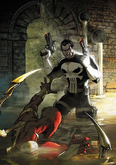 Marvels Civil War The Punisher Vs Iron Spider Man By Michael Turner
