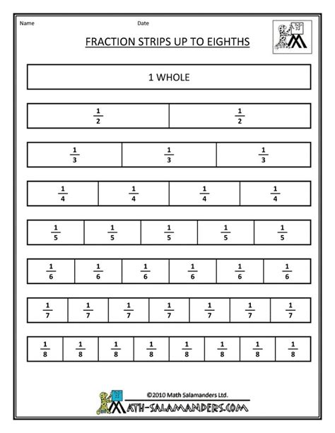 They are great to use to help students understand the size of a fraction in reference to a specific whole. Printable Fraction Strips | Preschool - Math | Pinterest