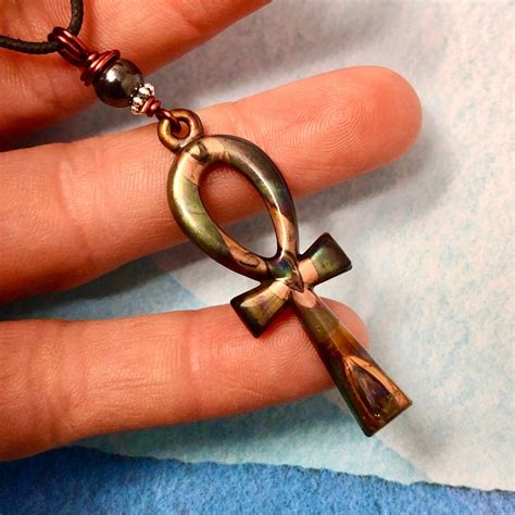 Ankh Necklace Flame Colored Copper Ankh Pendant Necklace Etsy