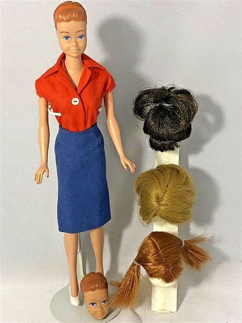 Vintage Barbie Midge Wig Wardrobe W 3 Htf Wigs Headband Bonus Head