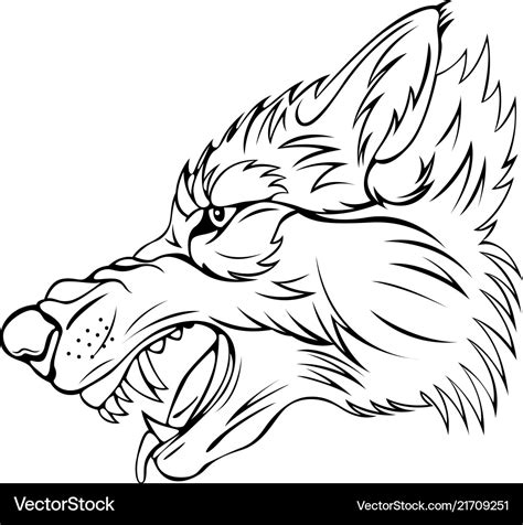 Head Of Angry Wolf Royalty Free Vector Image Vectorstock