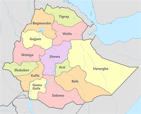 Kaart landen hoorn van afrika: Provinces of Ethiopia - Wikipedia