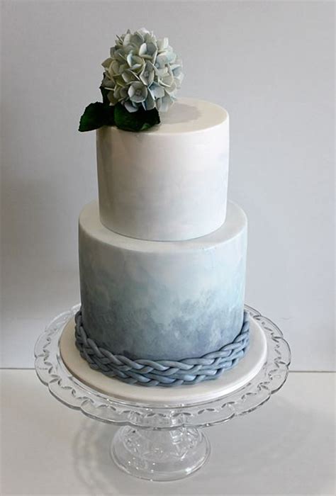 Two Tier Blue Ombre Wedding Cake A Watercolor Wedding Cake Inspired