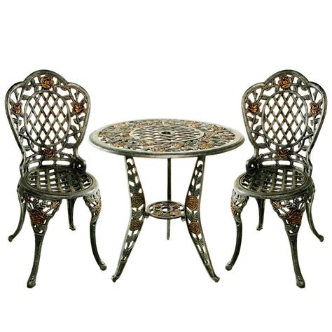 Under the tabletop is an extra storage rack that can be used to store red wine, magazines, cups, bowls according to your needs. Oakland Living Tea Rose 3-Piece Patio Bistro Set-3005-AP ...
