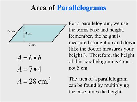 Ppt Area Of Rectangles Squares Parallelograms Triangles And