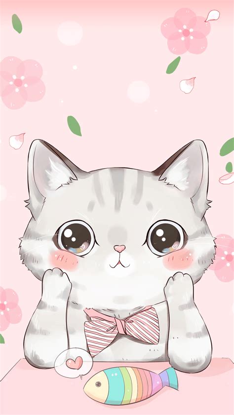 Comel Gambar Cute Wallpaper Kucing Kartun Pink Set Of Stickers Of