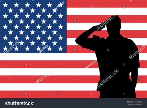 The United States Of America Flag And The Silhouette Of A Soldier