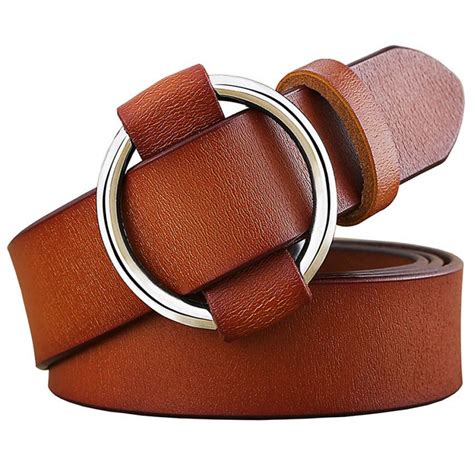 Round Buckle Genuine Leather Womens Belt Belts For Women Genuine Leather Belt Leather Women