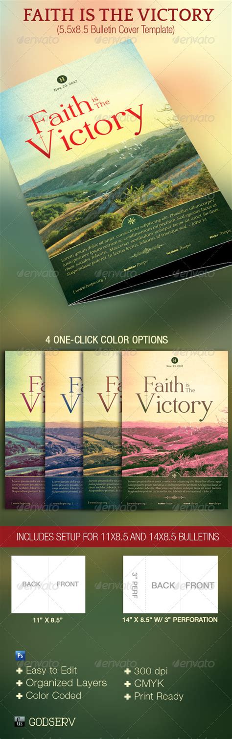 Faith Is The Victory Bulletin Cover Template Graphicmule