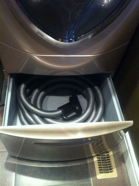See more ideas about central vacuum system, central vacuum, central vacuums. Store the central vac hose in the dryer pedestal drawer. Awesome storage idea. | Central vacuum ...