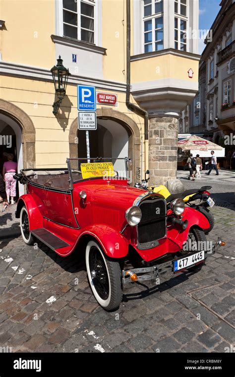 Vintage Car For Driving Tourists Through The Old Town Of Prague Czech