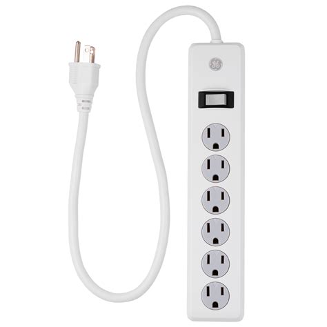 Ge 6 Outlet Surge Protector Power Strip 2ft Cord Safety Covers