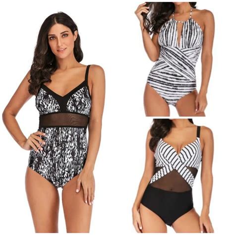 Stripe 5XL Plus Size Swimwear One Piece Monokini For Women Large