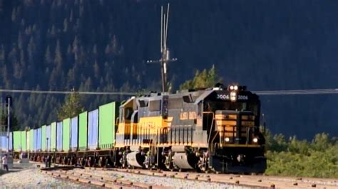 Long Alaska Railroad Freight Train Indian Girdwood Portage Alaska