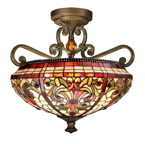 Shop for dale tiffany antique brass ceiling light magnolia inverted 3 lamp antique brass hand rolled art glass hand painted triple light. Dale Tiffany TH13090 Tiffany Baroque Semi-Flush Mount ...