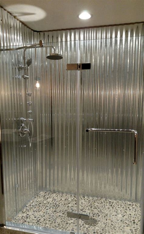 Rustic Corrugated Metal Spa Shower Galvanized Shower Shower Surround