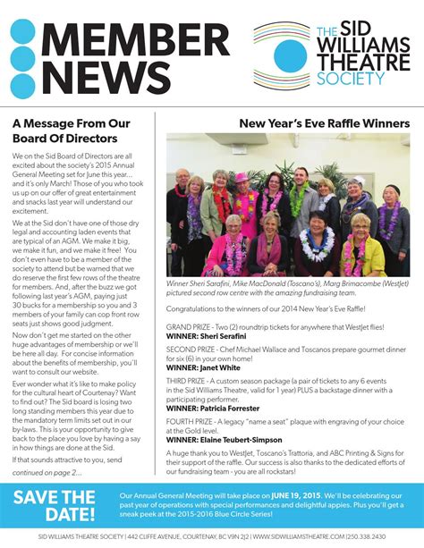 SWTS Member News - March 2015 by Sid Williams Theatre Society - Issuu