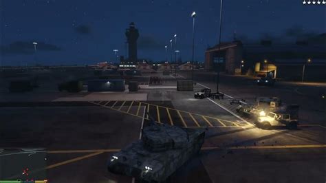Gta5 Tank Rampage With Five Star Wanted Levelmilitary Base Youtube