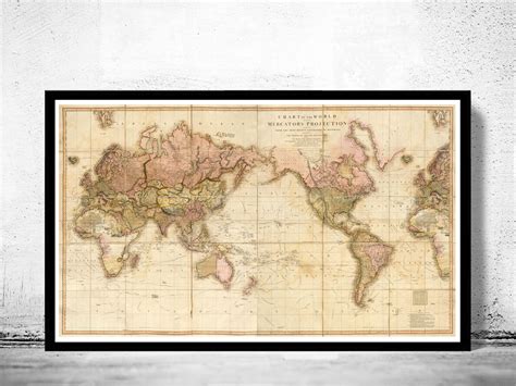 Great Vintage World Map In 1819 Vintage Maps And Prints