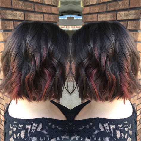 As i was getting my balayage touched up this past weekend, my colorist asked me if i was using a blue shampoo to keep the copper tones i always ask her to avoid out of my dark brown hair. Dark chocolate brown with red peekaboo balayage highlights ...