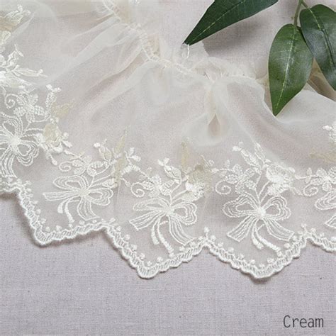 1yds Embroidery Scalloped Gathered Ruffle Eyelet Lace Trim Etsy