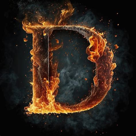 Premium AI Image | Fire letter D with decorative effect for nighttime