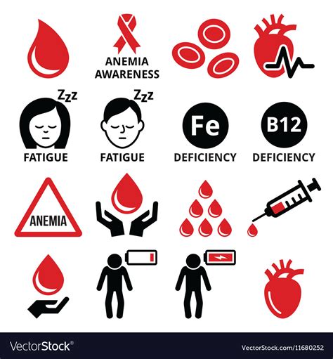 Blood Anemia Human Health Icons Set Royalty Free Vector
