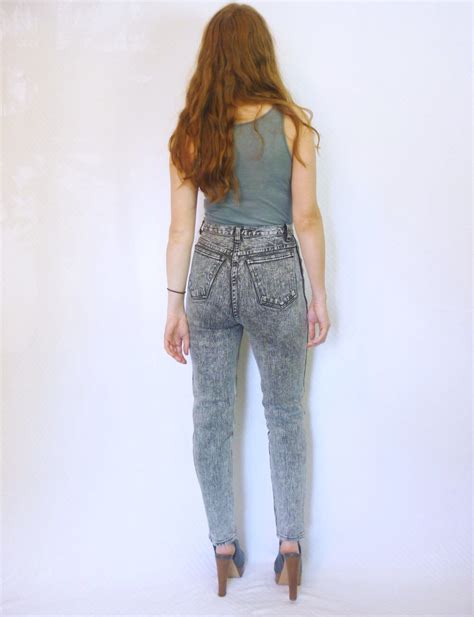 Vintage 1990s Acid Washed Grunge Jeans 90s High Waisted Acid