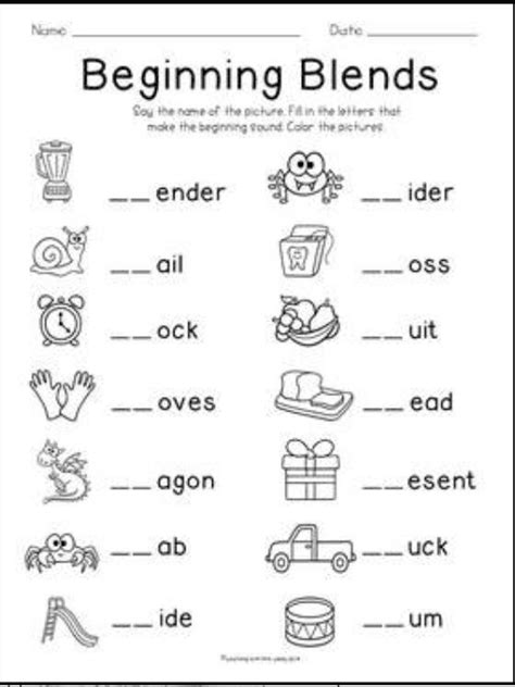 Beginning Consonant Blends Worksheets | 99Worksheets