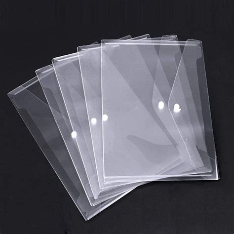 2x48pcs Envelope Transparent File A4 Folder With Snap Plastic Envelope