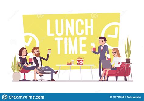Lunch Time In The Office Stock Vector Illustration Of People 203781064