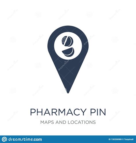 Pharmacy Pin Icon Trendy Flat Vector Pharmacy Pin Icon On White Stock