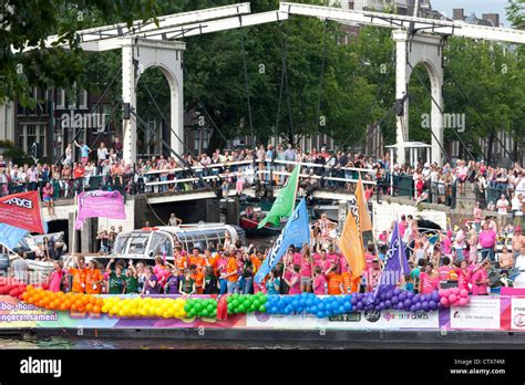 amsterdam 2012 gay pride canal parade float of gay youth organization expreszo decorated with