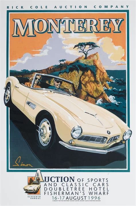 Monterey Auction Vintage Style Poster Bmw 507 By © Dennis Simon This