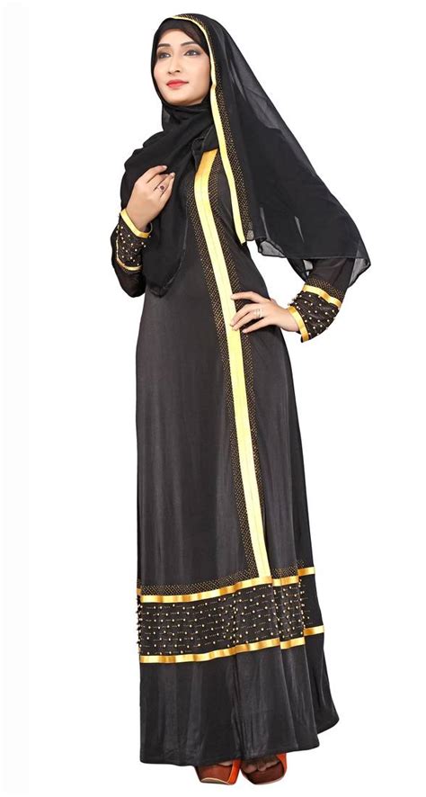 Black Printed Lycra Islamic Style Festive Wear Burka With Hijab Jsdc