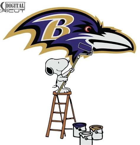 Snoopy Painting The Baltimore Football Teams Logo On A Ladder With