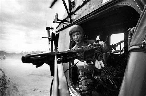 Us M60 Machine Gunner On An H 34 Helicopter Vietnam War C 1965