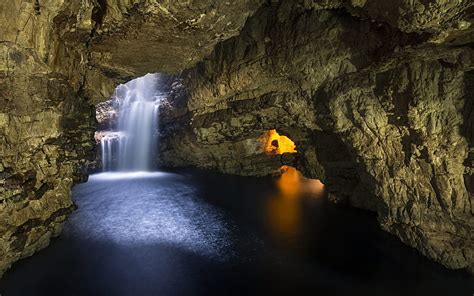 Hd Wallpaper Cliff With Waterfalls Cave Gorge Lebanon Erosion