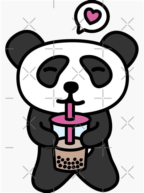 Kawaii Panda Drinking Boba Tea Sticker By Hadicazvysavaca Redbubble