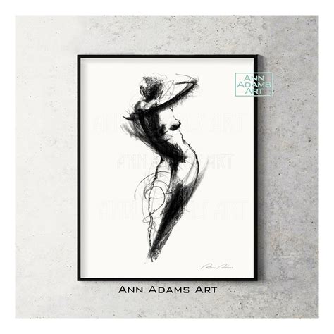 Female Sketch Minimalist Drawing Nudeart Nude Charcoal Etsy