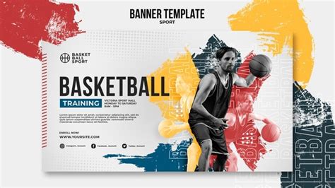 Free Psd Horizontal Banner Template For Basketball With Male Player