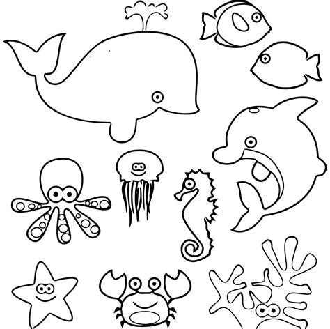 Easy Sea Animal Coloring Pages for Kids - Kids Art & Craft