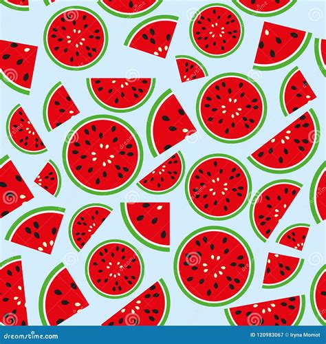 Watermelon Vector Seamless Pattern Stock Vector Illustration Of