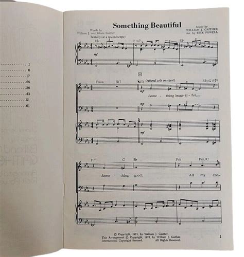 Something Beautiful By Bill And Gloria Gaither Sheet Music Song Book