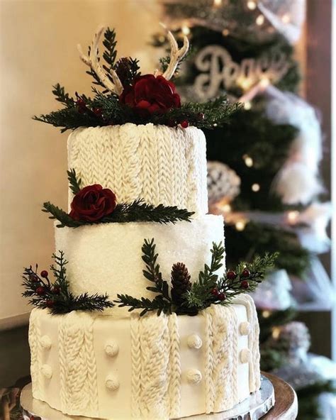 Gorgeous Cable Knit Winter Wedding Cake Emmalovesweddings