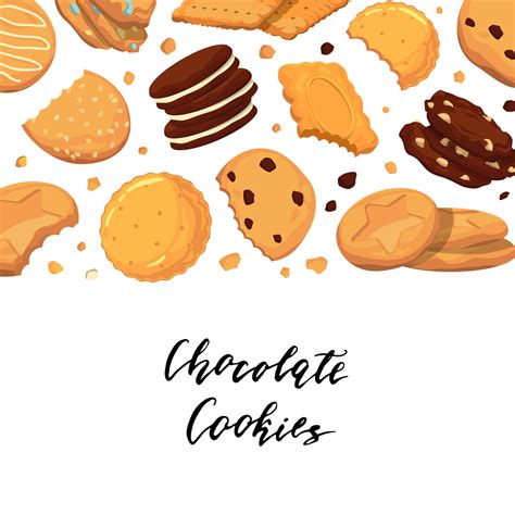 Ahh where is my grandma? Vector background with lettering and with cartoon cookies ...