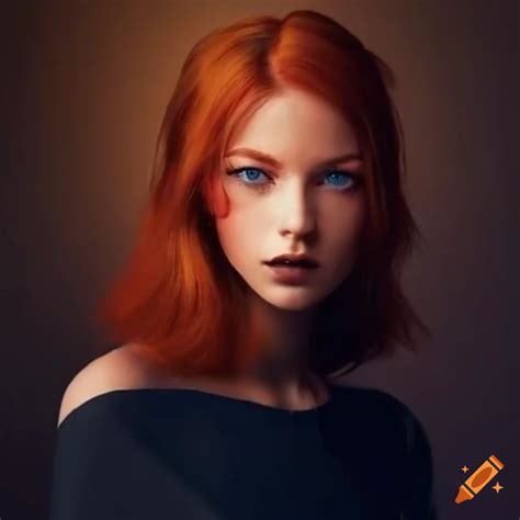 Image Of A Woman With Red Hair And Blue Eyes On Craiyon