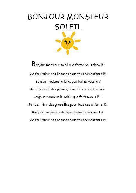 Comptine Monsieur soleil